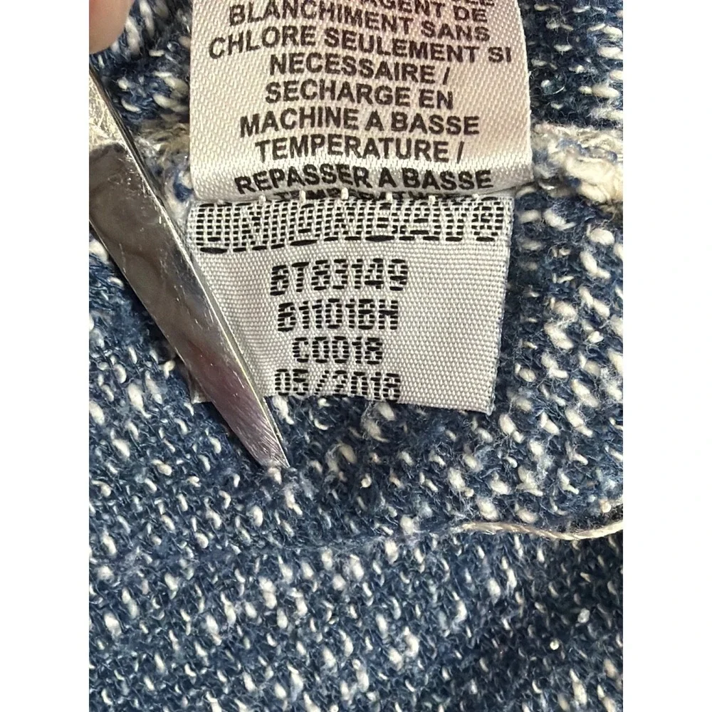 Unionbay‎ Womens Blue White Space Dye Marled Knit Pullover Hoodie BT83149 Medium